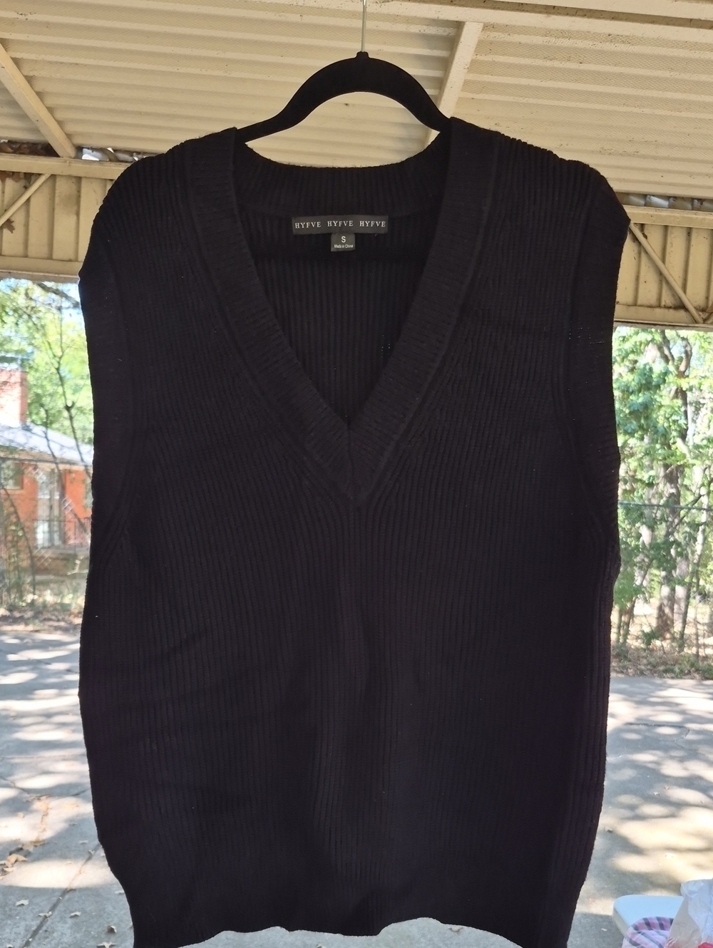 HYFVE Black V-Neck Ribbed Sweater Vest